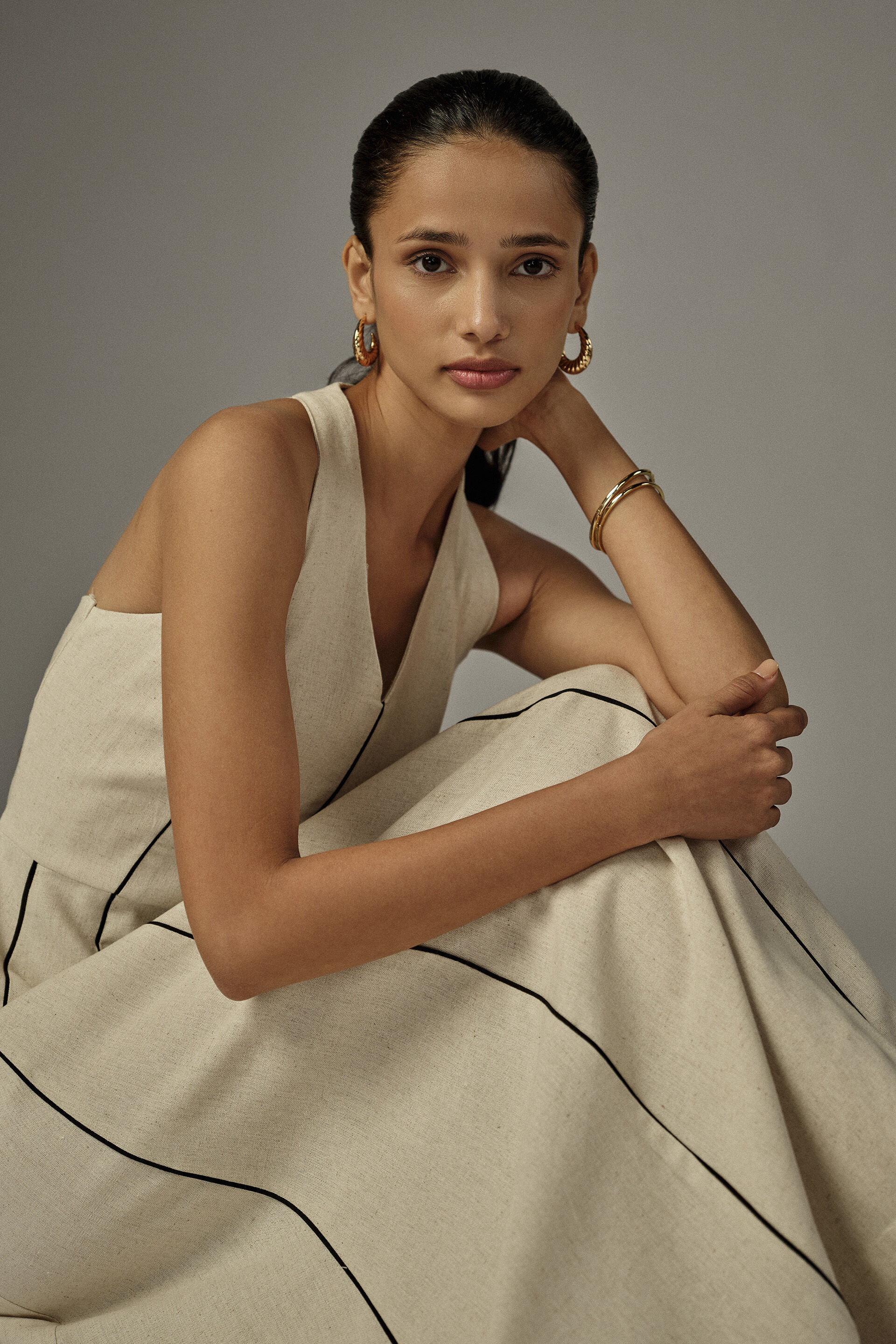 Caelis Off-White Maxi Dress, Natural, image 3